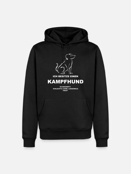 Kampfhund Tshirt Lustig - Männer Premium Bio Hoodie - Schwarz