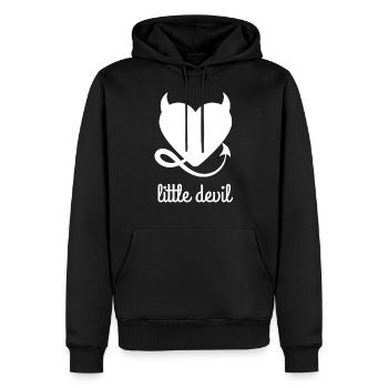 Teufel Geschenk, teufelchen engel herz hörner - Männer Premium Bio Hoodie - Schwarz - Vorne - Nico (187cm)