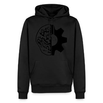 denken gehirn intelligent ingenieur zahnrad mechan - Männer Premium Bio Hoodie - Schwarz - Vorne - Nico (187cm)