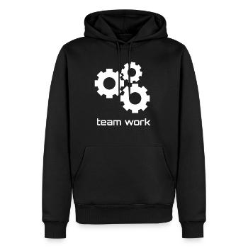 Travail d'équipe, cadeau d'engrenages travail d'amitié - Sweat à capuche Premium bio Homme - noir - Devant - Nico (187cm)