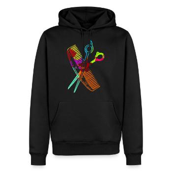 Kamm und Schere Friseurin Geschenk für Friseuse - Männer Premium Bio Hoodie - Schwarz - Vorne - Nico (187cm)