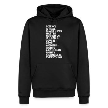 SCIENCE IS REAL - Männer Premium Bio Hoodie - Schwarz - Vorne - Nico (187cm)