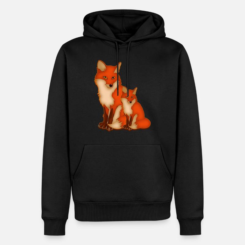 renard - Sweat à capuche Premium bio Homme - noir