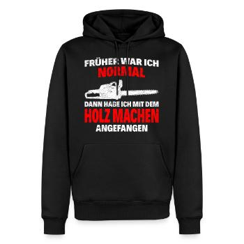 Frueher normal holz machen2 - Männer Premium Bio Hoodie - Schwarz - Vorne - Nico (187cm)