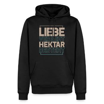 Landwirt: Liebe vergeht, Hektar besteht - Männer Premium Bio Hoodie - Schwarz - Vorne - Nico (187cm)