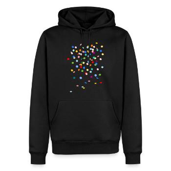 CONFETTI - Men’s Premium Organic Hoodie - black - Front - Nico (187cm)