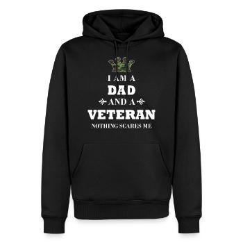 Dad & Veteran, Soldier, Military, Best Dad - Men’s Premium Organic Hoodie - black - Front - Nico (187cm)