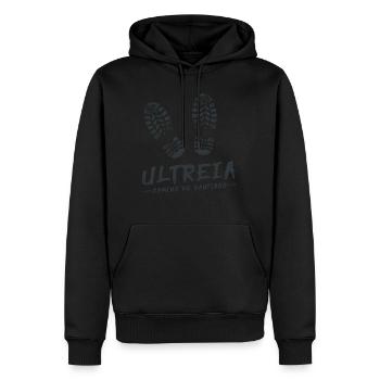 Camino de Santaigo. Jakobsweg. Ultreia T-Shirt Tee - Männer Premium Bio Hoodie - Schwarz - Vorne - Nico (187cm)