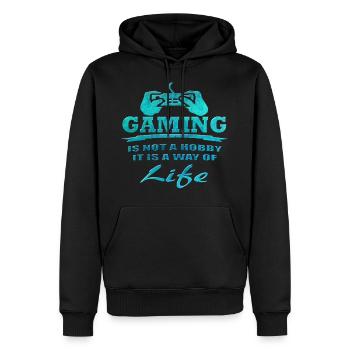 Gaming - Men’s Premium Organic Hoodie - black - Front - Nico (187cm)