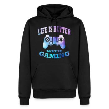 Gaming - Men’s Premium Organic Hoodie - black - Front - Nico (187cm)