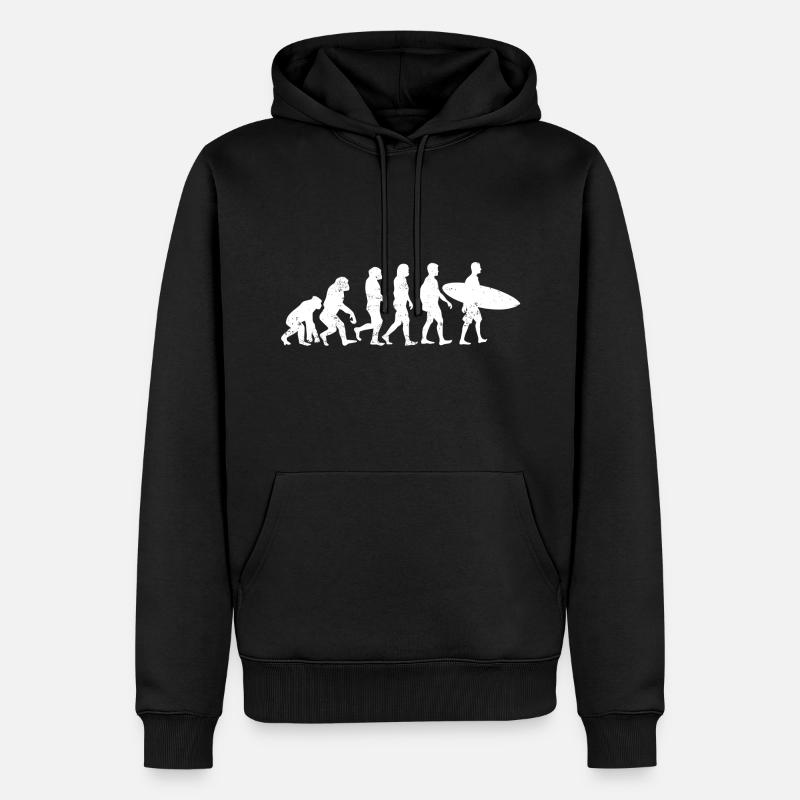 Evolution Surfer Surfing Surf - Männer Premium Bio Hoodie - Schwarz