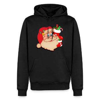 Père Noël - Sweat à capuche Premium bio Homme - noir - Devant - Nico (187cm)