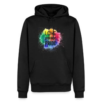 LGBT Love Peace Gay Pride Regenbogen - Männer Premium Bio Hoodie - Schwarz - Vorne - Nico (187cm)