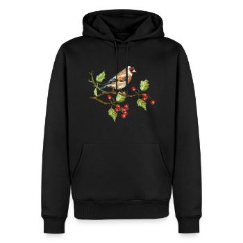 Oiseau chardonneret - Sweat à capuche Premium bio Homme - noir - Devant - Nico (187cm)
