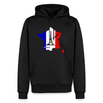 France Paris Tour Eiffel - Sweat à capuche Premium bio Homme - noir - Devant - Nico (187cm)