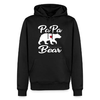 PAPA BÄR - PAPA BEAR - Männer Premium Bio Hoodie - Schwarz - Vorne - Nico (187cm)