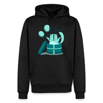 Überraschungskatze Luftballon Kiste Geschenk - Männer Premium Bio Hoodie - Schwarz - Vorne - Nico (187cm)