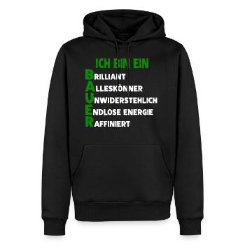 ICH BIN EIN BAUER - Männer Premium Bio Hoodie - Schwarz - Vorne - Nico (187cm)