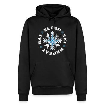 Eat Sleep Ski Repeat - Männer Premium Bio Hoodie - Schwarz - Vorne - Nico (187cm)