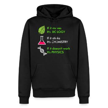 Biologie Chimie Physique Gift Science Nerd - Sweat à capuche Premium bio Homme - noir - Devant - Nico (187cm)