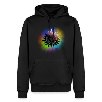 ColorStarBurst - Männer Premium Bio Hoodie - Schwarz - Vorne - Nico (187cm)