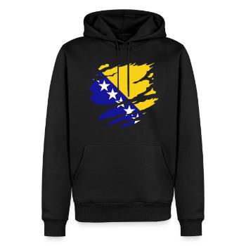 Drapeau de la Bosnie-Herzégovine - Sweat à capuche Premium bio Homme - noir - Devant - Nico (187cm)