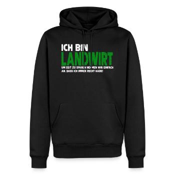 ICH BIN LANDWIRT - Männer Premium Bio Hoodie - Schwarz - Vorne - Nico (187cm)