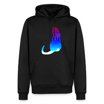 Ich liebe Katzen - Männer Premium Bio Hoodie - Schwarz - Vorne - Nico (187cm)
