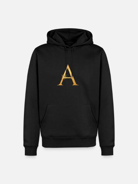 Initial letter A - Men’s Premium Organic Hoodie - black