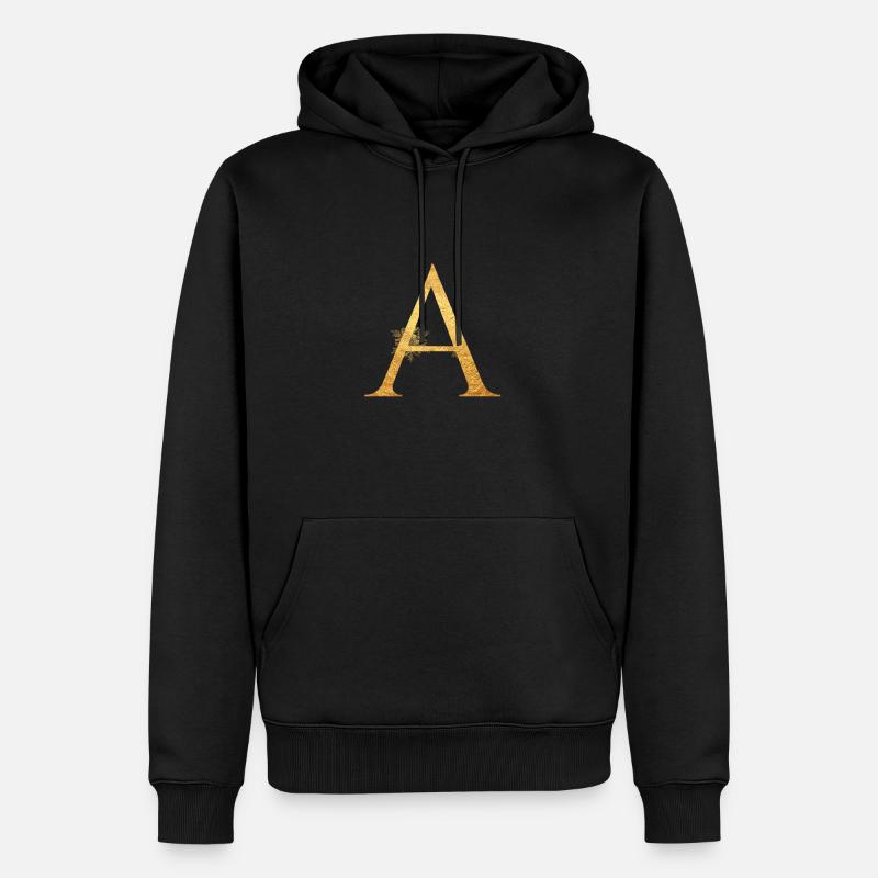 Lettre initiale A - Sweat à capuche Premium bio Homme - noir