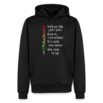 1N23456 Motorcycle Biker Sayings Cool Shirt Funny - Men’s Premium Organic Hoodie - black - Front - Nico (187cm)
