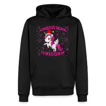 Licorne de Noël - Sweat à capuche Premium bio Homme - noir - Devant - Nico (187cm)
