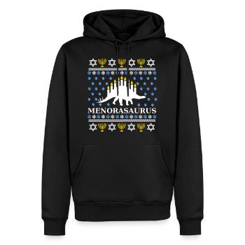 Menorasaurus - Tolle Geschenkidee Juden, Chanuka - Männer Premium Bio Hoodie - Schwarz - Vorne - Nico (187cm)