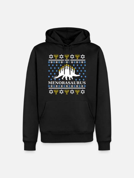 Menorasaurus - Excellente idée-cadeau Juifs, Hanoukka - Sweat à capuche Premium bio Homme - noir
