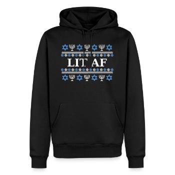 Lit AF Menora - Tolle Geschenkidee Juden, Chanukka - Männer Premium Bio Hoodie - Schwarz - Vorne - Nico (187cm)