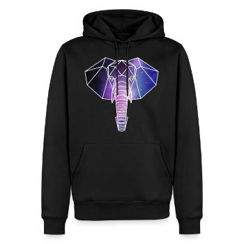 Geometrischer Elefant | Low Poly Galaxie Wildtier - Männer Premium Bio Hoodie - Schwarz - Vorne - Nico (187cm)