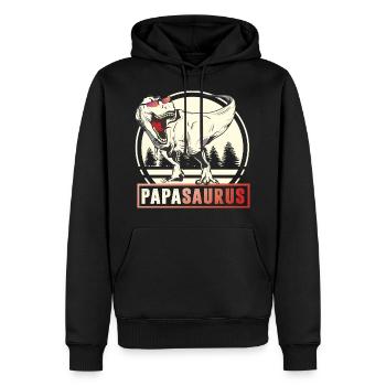 PAPASAURUS - Männer Premium Bio Hoodie - Schwarz - Vorne - Nico (187cm)