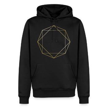 Symboles formes cadeau octogone triangle ligne d'or - Sweat à capuche Premium bio Homme - noir - Devant - Nico (187cm)