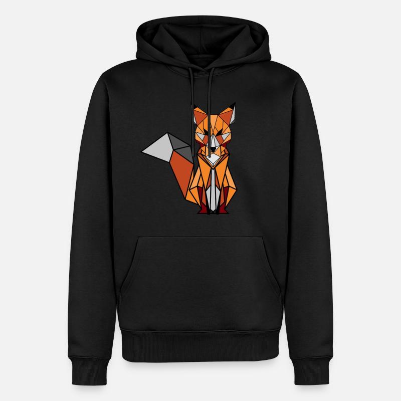 Renard géométrique - Sweat à capuche Premium bio Homme - noir