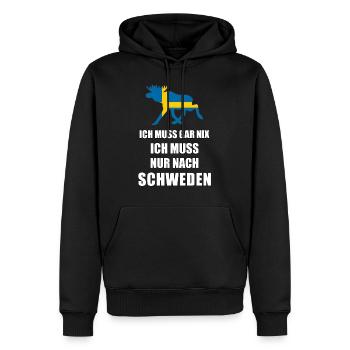 Ich muss nach SCHWEDEN Sverige Elch Geschenk - Männer Premium Bio Hoodie - Schwarz - Vorne - Nico (187cm)