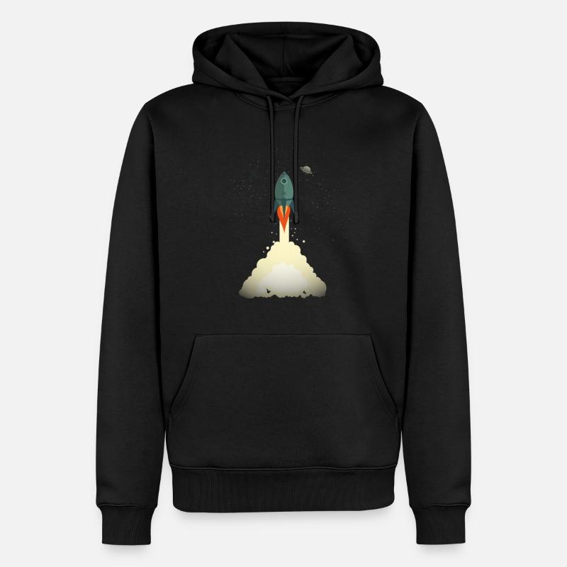 Rakete - Männer Premium Bio Hoodie - Schwarz