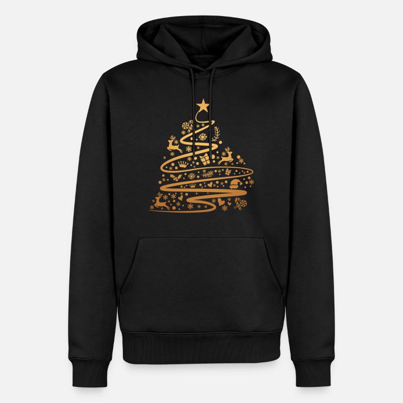Xmas Tree Gold - Männer Premium Bio Hoodie - Schwarz