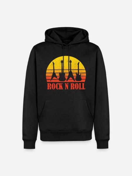 Rock and Roll Rocknroll gitaristgitaristbanddans - Premium økologisk hettegenser for menn - svart