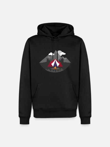 Bushcraft Wolken Berg Holz Feuer Sonne Geschenk - Herre Premium økologisk hoodie - sort