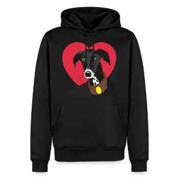 Galgo with heart - Men’s Premium Organic Hoodie - black - Front - Nico (187cm)