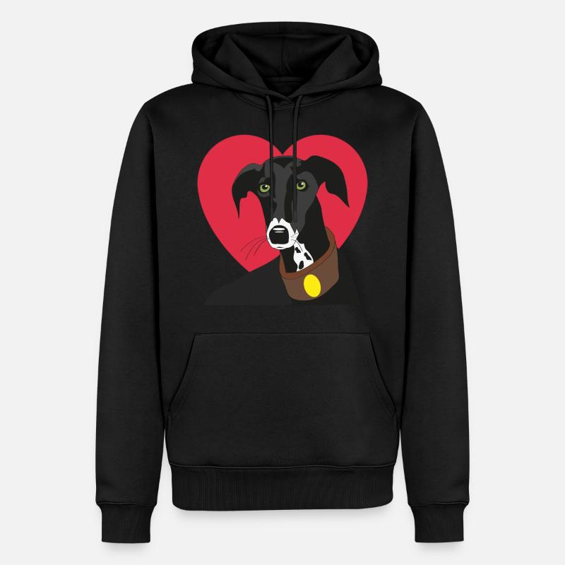 Galgo avec coeur - Sweat à capuche Premium bio Homme - noir