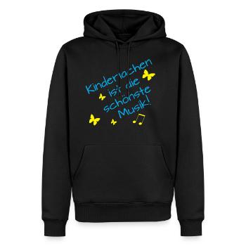 Le rire des enfants est la plus belle des musiques - Sweat à capuche Premium bio Homme - noir - Devant - Nico (187cm)
