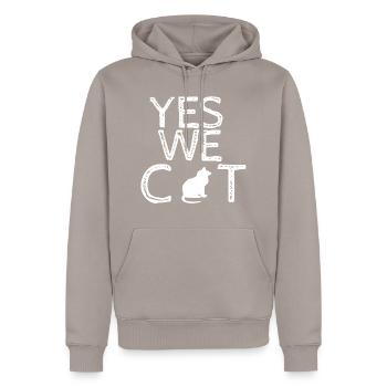 Katzenfreund - Männer Premium Bio Hoodie - Taupe - Vorne - Nico (187cm)