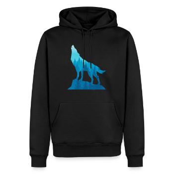 Wolf Doppelbelichtung Wald - Männer Premium Bio Hoodie - Schwarz - Vorne - Nico (187cm)