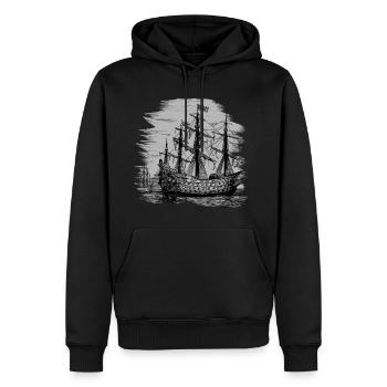 Navire | La mer | Marin | Idée Cadeau | vendange - Sweat à capuche Premium bio Homme - noir - Devant - Nico (187cm)
